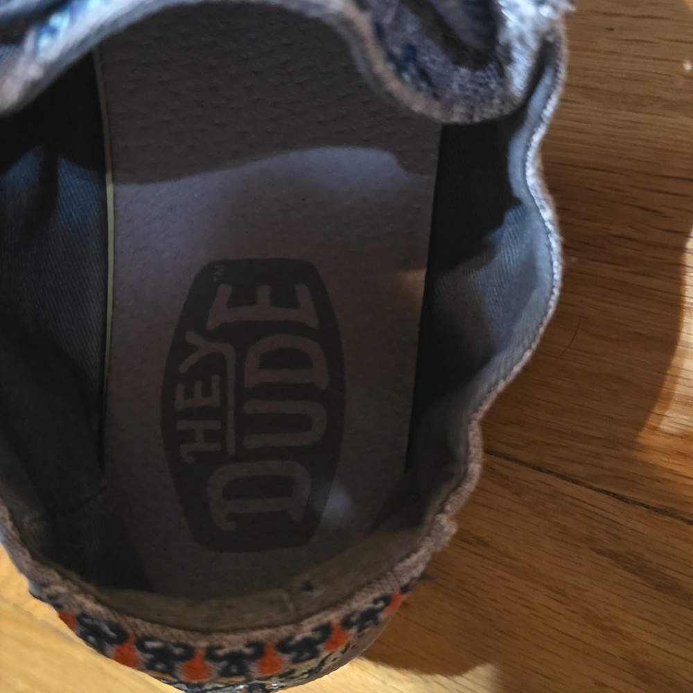 Hey Dude Women's Gray Casual Slip-On Moccasin Shoes with Colorful Detailing - Picture 2 of 8